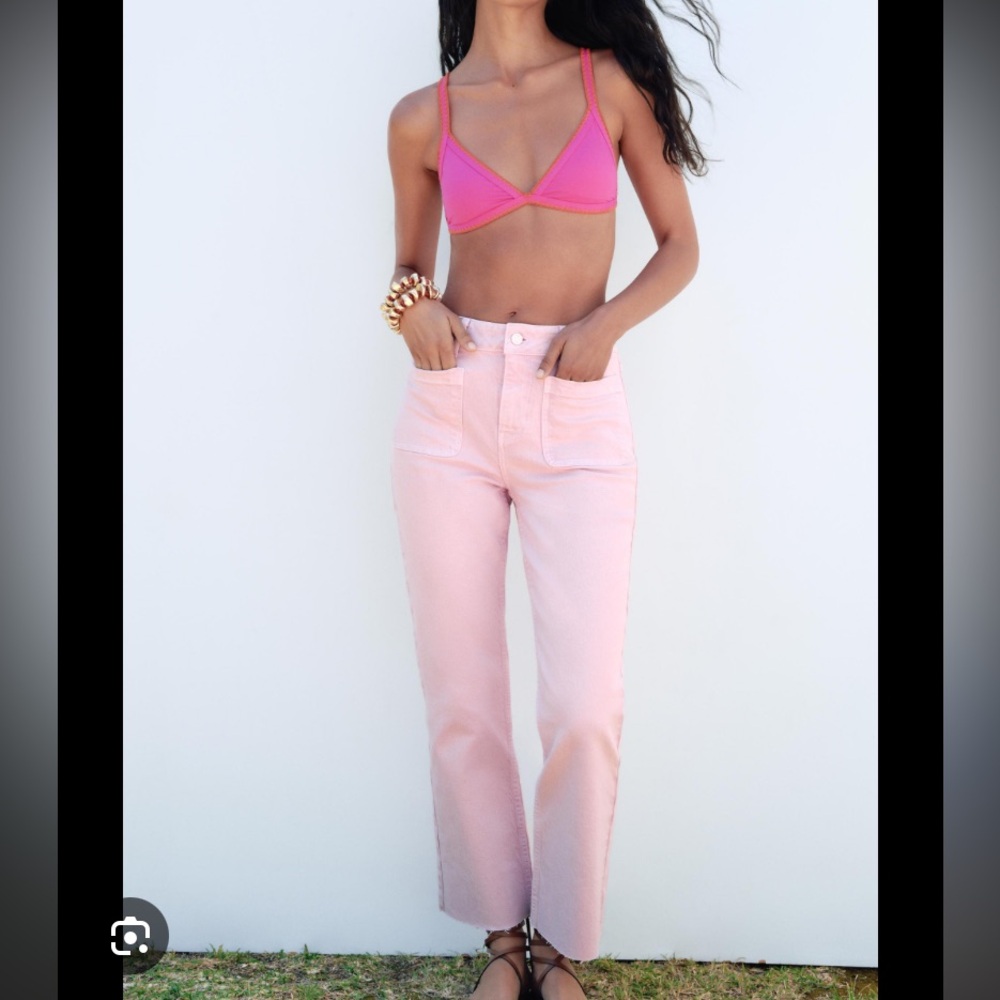 Zara High Rise Pink Jeans